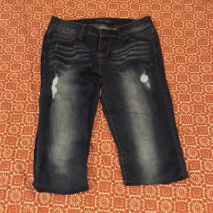 Dark blue, slightly worn jeggings